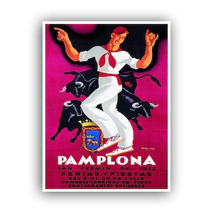 Pamplona Espanha Viagem Arte Parede Cartaz Impressão Esportes Decoração Espanhola (H452)