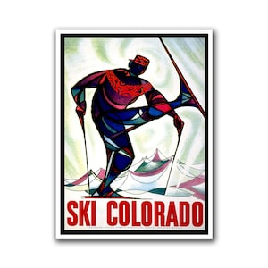 Colorado Ski Print Travel Poster Skiing Art (H79)a