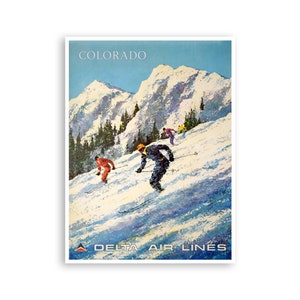 Colorado Ski Poster Skiing Print Vintage Colorado Art (H1117)