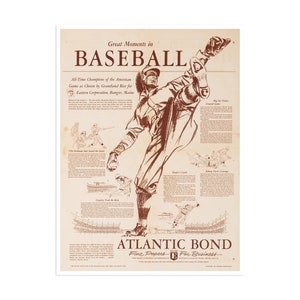 Baseball Print Sports Poster Great Moments Art (H607)a