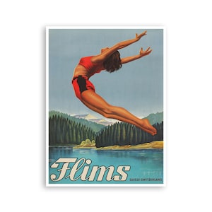 Flims Art Schweiz Reise Poster Sport Druck (H904)