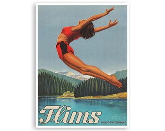 Flims Art Switzerland Travel Poster Sports Print (H904)