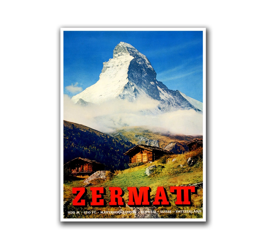 Zermatt Print Switzerland Ski Poster Swiss Travel Art (h124)a - Etsy
