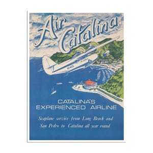 Poster di viaggio delle isole Catalina Stampa artistica della compagnia aerea Decorazione sportiva (H476)
