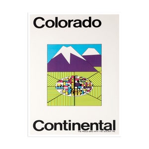 Colorado Travel Poster Continental Airlines Art Rocky Mountains Print (H578)a