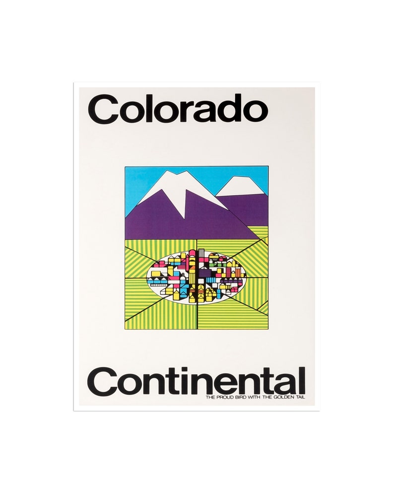 Colorado Travel Poster Continental Airlines Art Rocky Mountains Print