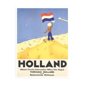 Holland Travel Poster Netherlands Beach Art Print (H727)a