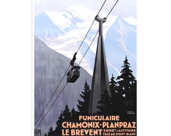 Chamonix Art Mont Blanc Print French Travel Poster France Painting (H512)a