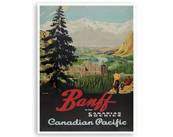 Vintage Banff Art Canada Travel Poster Canadian Decor Print (H1289)