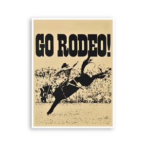 Póster de rodeo con estampado occidental, decoración vaquera (H944)