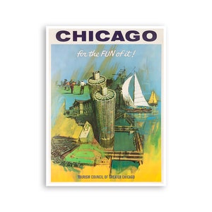 Affiche de voyage de la carte de Chicago, impression d'art de l'Illinois (H1442)a