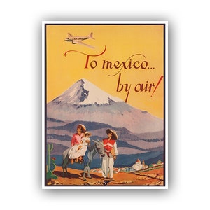 Mexico Travel Poster Art Pan Am Airlines Print Mexican Decor (H465)a