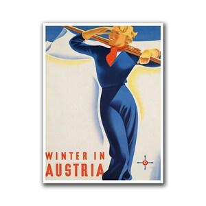 Austria Ski Poster Skiing Art Austrian Print (H187)a