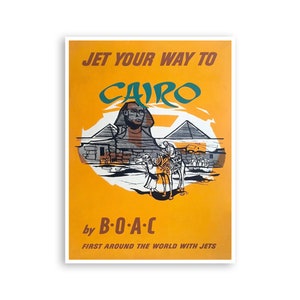 Cairo Print Egypt Travel Poster Egyptian Art (H1065)a