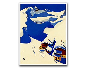 Ski Poster Austria Sports Art Retro Decor Vintage Print (H180)