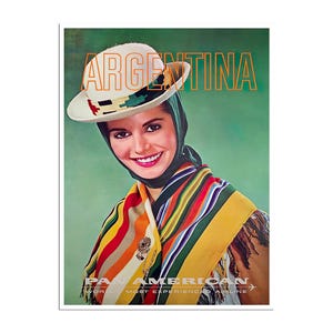 Argentina Art Pan Am Travel Poster Argentinian Print South America Art (H1726)