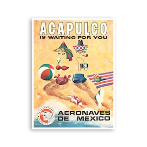 Acapulco Print Mexiko Reise Poster Mexikanische Kunst Vintage Wohnkultur (H1423)