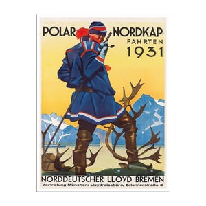 Norway Travel Poster Hunting Art Man Cave Vintage Decor Retro Print (H566)