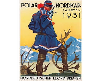 Norway Travel Poster Hunting Art Man Cave Vintage Decor Retro Print (H566)