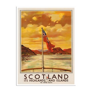 Scotland Travel Poster Scottish Art Landscape Print (H1608)a