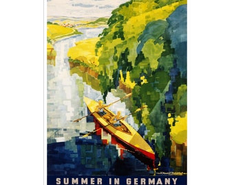 Germany Travel Art German Kayak Poster Sport Retro Decor Vintage Print (H612)