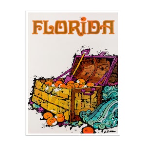 Florida Art Travel Poster Oranges Treasure Print (H1588)a