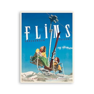 Póster de viaje de Suiza con arte mural de Flims Impresión deportiva (H984)