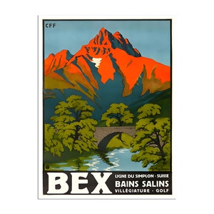 Bex Switzerland Poster Swiss Mountains Art Vintage Print (H1475)