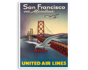 San Francisco Art Travel Poster Print California Decor (H1178)