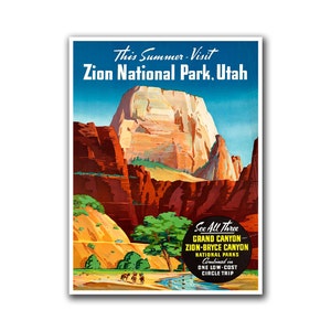 Zion Print Utah Travel Poster National Park Art (H185)a