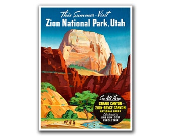 National Parks Art Zion Utah Travel Poster Hunting Art Print Sports Decor (H185)
