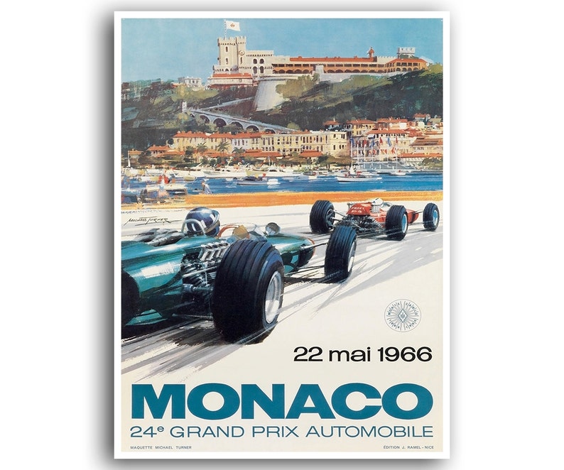 Vintage Car Print Auto Racing Race Car Art Motor Sports Poster Etsy