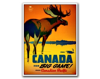 Póster de viaje de Canadá con arte de caza, decoración deportiva (H153)