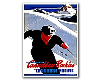 Skiing Sports Art Canada Travel Poster Vintage Ski Print (H199)