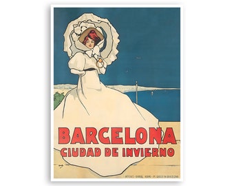 Barcelona Poster Spain Art Retro Spanish Travel Print (H1403)a