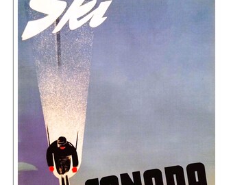 Canada Ski Poster Travel Art Canadian Pacific Print (H109)a