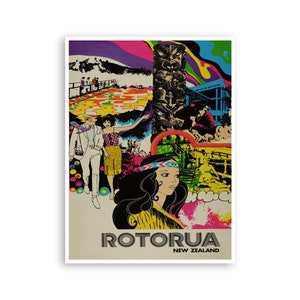 Rotorua Wall Art New Zealand Travel Poster Retro Print (H999)