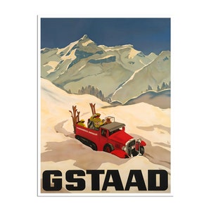 Swiss Travel Art Switzerland Ski Poster Sports Retro Decor Vintage Print (H137)