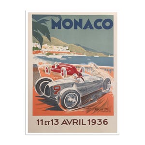 Monaco Grand Prix Racecar Poster Racing Art Print (H164)a