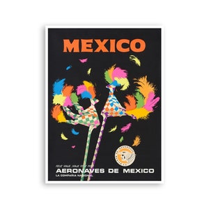 Mexico Travel Poster Mexican Festival Art Airline Print (H1071)a