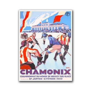 Eishockey Kunst Ski Dekor Reise Skiing Poster Sport Retro Art Vintage Print (H64)