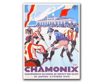 Ice Hockey Art Ski Decor Travel Skiing Poster Sports Retro Art Vintage Print (H64)
