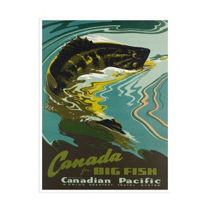 Canada Fishing Travel Poster Angler&#39;s Art Retro Vintage Print (H531)