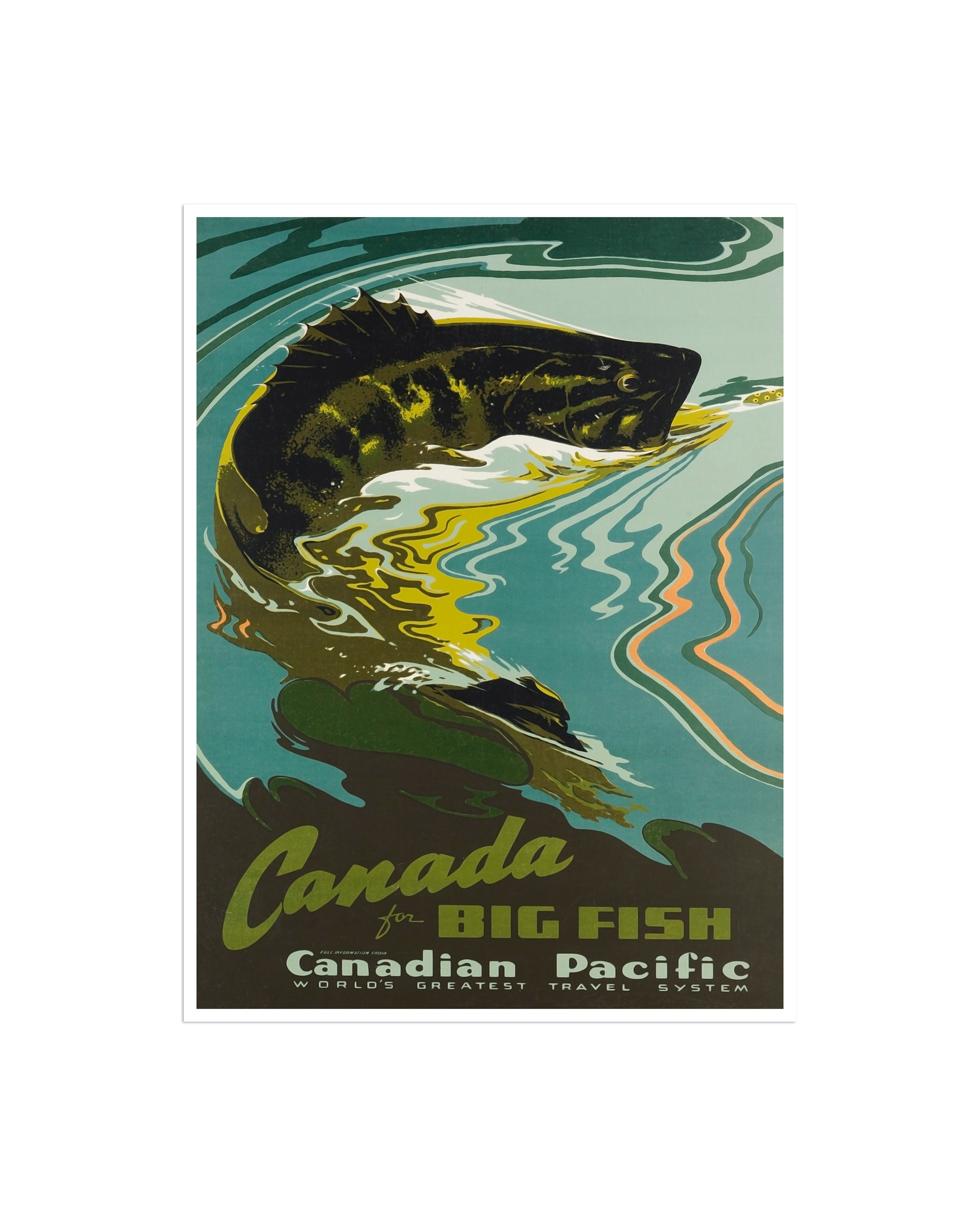 Canada Fishing Travel Poster Angler's Art Retro Vintage Print (H531)