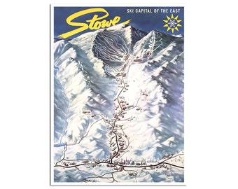 Stowe Vermont Poster Skiing Art Vintage Ski Print (H1477)