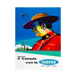 Canada Travel Poster Sabena Airlines Art Mountie Print (H764)a