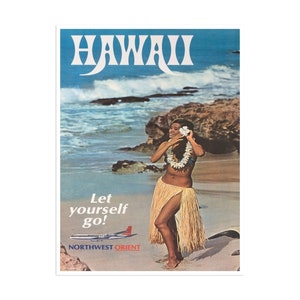 Vintage Hawaii Travel Poster Decor Surfing Art Retro Decor Print (H555)