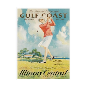 Retro Golf Sports Poster Illinois Travel Art Print Vintage Home Decor (H528)
