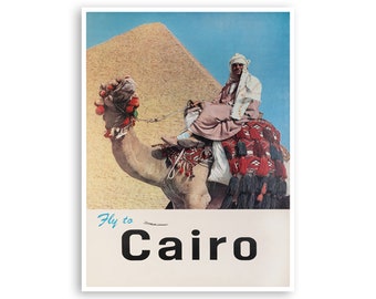 Affiche Voyage Vintage Le Caire Egypte | Pyramide de Gizeh - Olahoop Travel Posters