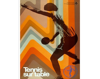 Plakat sportowy do tenisa stołowego w stylu retro, ping-pong, dekoracja domu (H320)